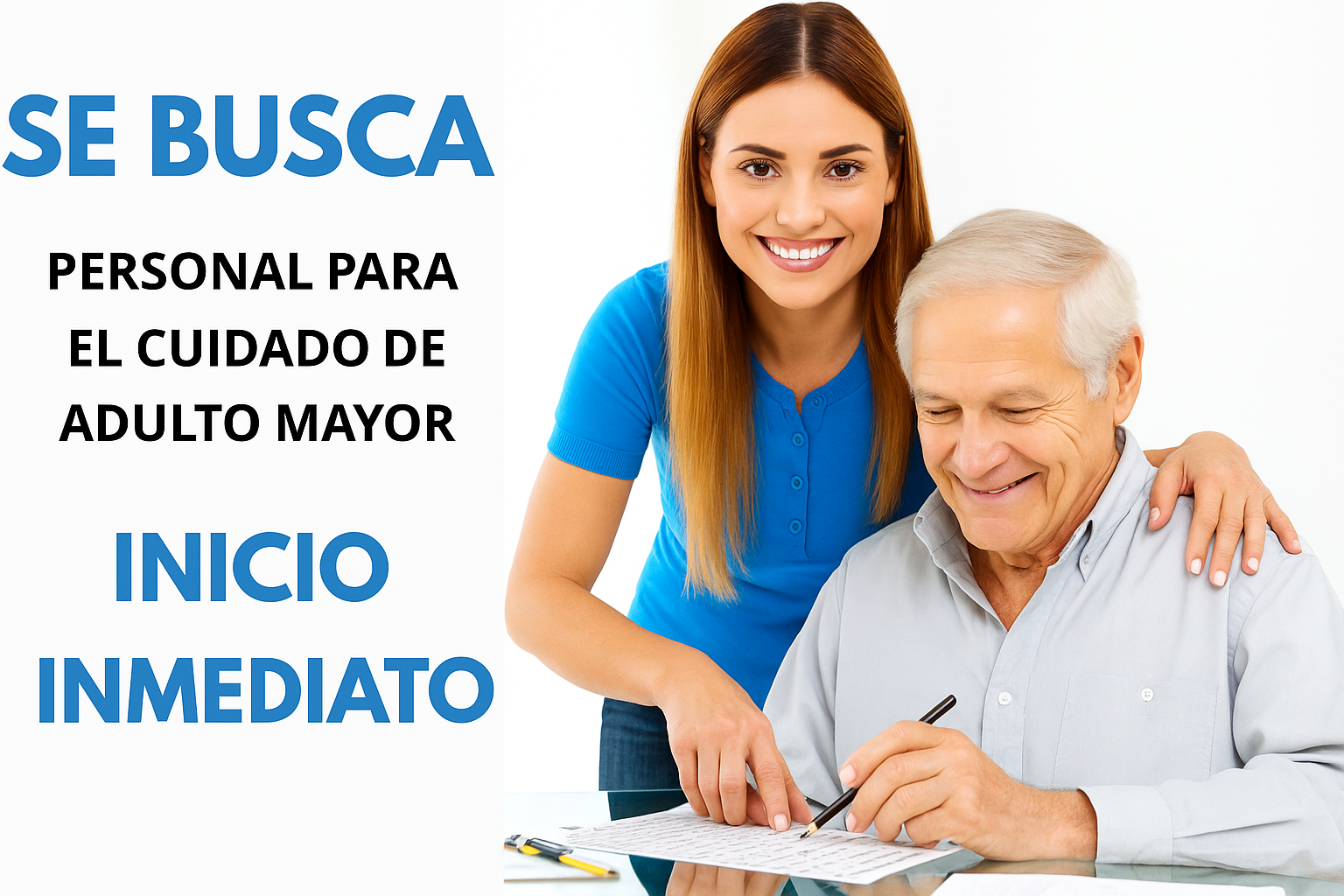 Ofertas de trabajo para el cuidado de adultos mayores. Se requiere experiencia y responsabilidad.