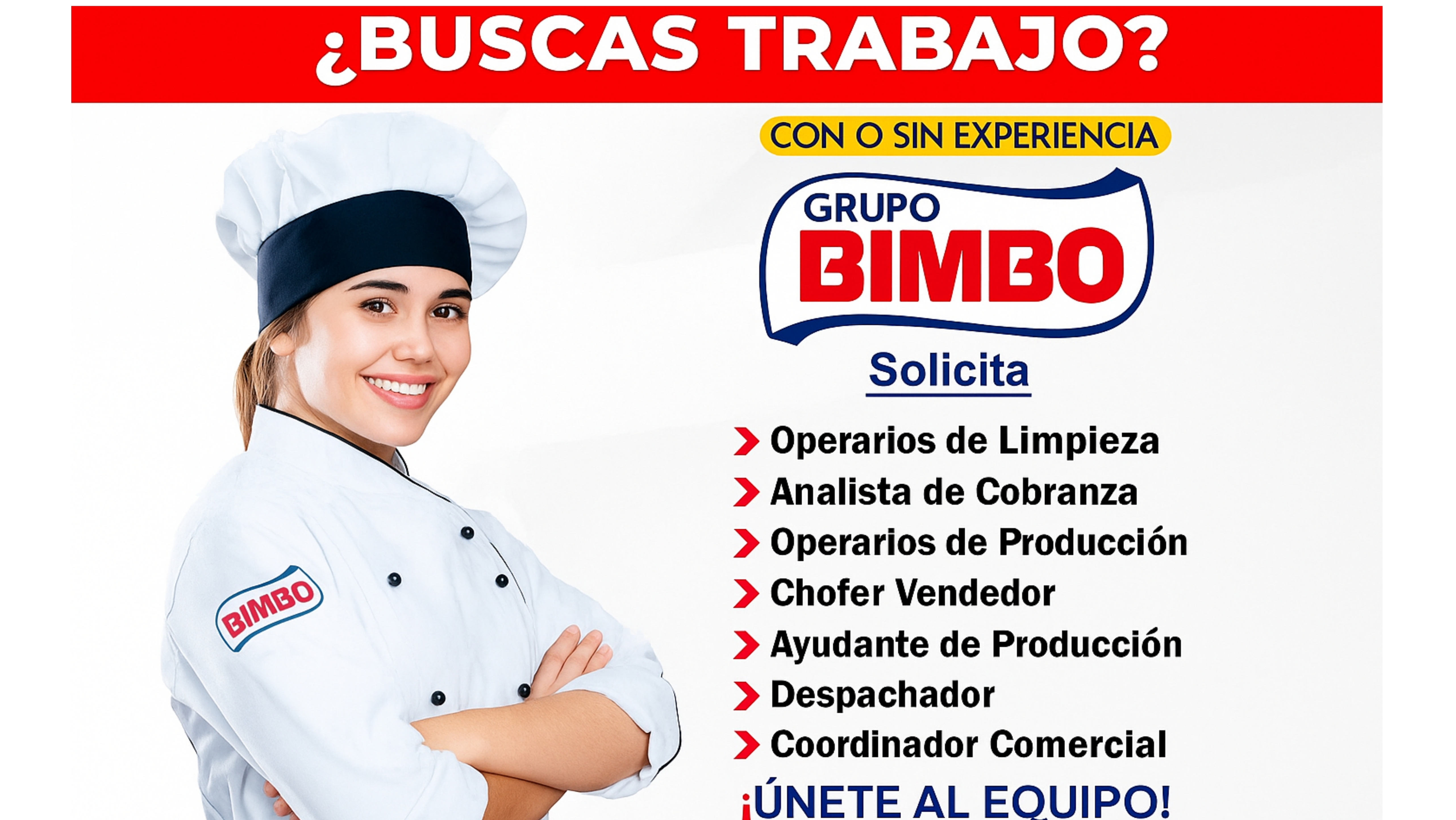 Ofertas laborales en Bimbo: producción, reparto, limpieza y almacén. ¡Únete a nuestro equipo!